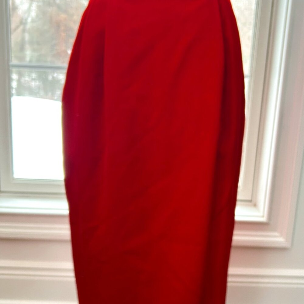 Vintage Red Long Wool Pencil Skirt - Women's Size 4 Small